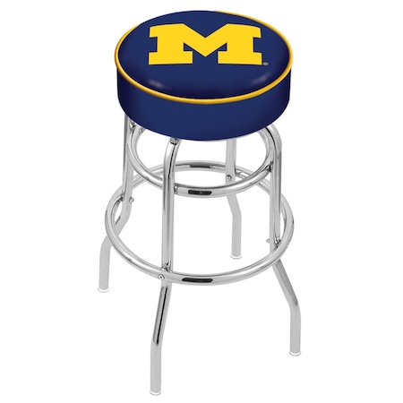 Holland Bar Stool Co. 25" 4" Michigan Cushion Seat, Double-Ring Chrome Swivel Bar Stool L7C125MichUn
